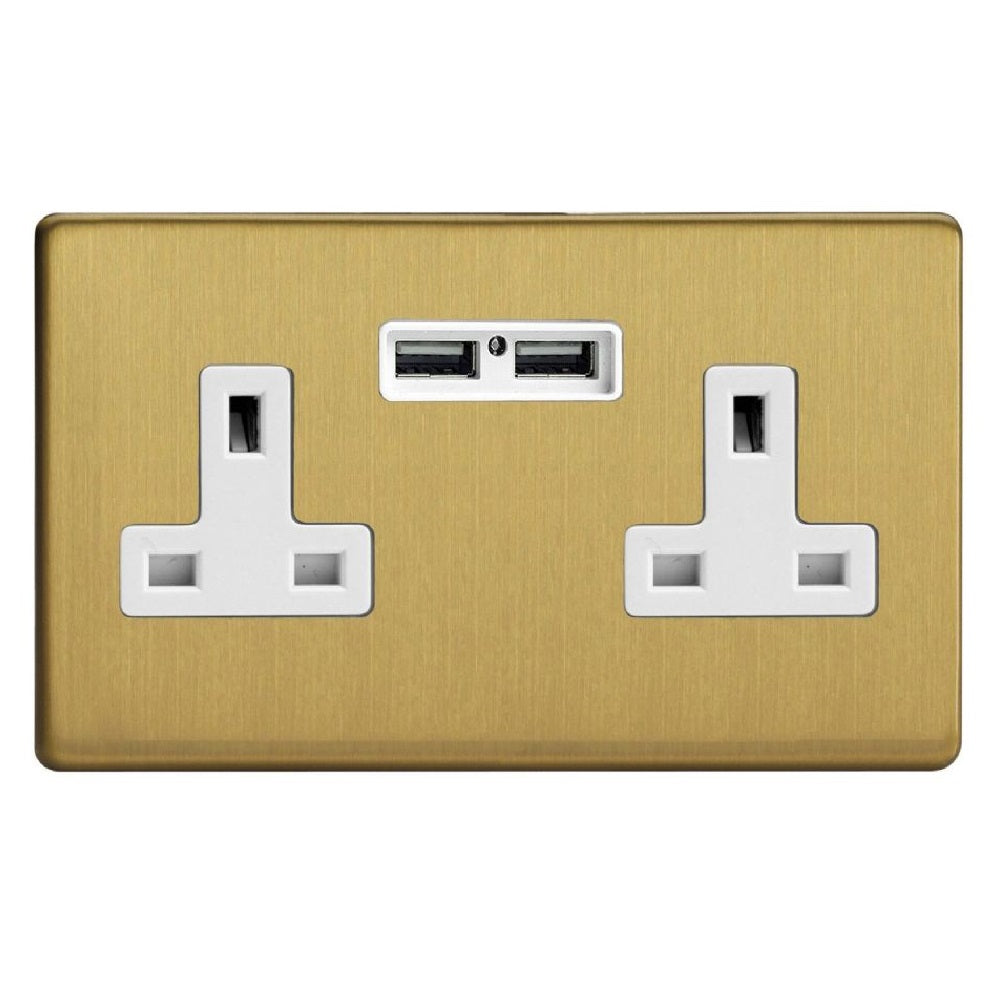 Varilight XDB5U2WS | Brushed Brass Screwless Unswitched USB Socket