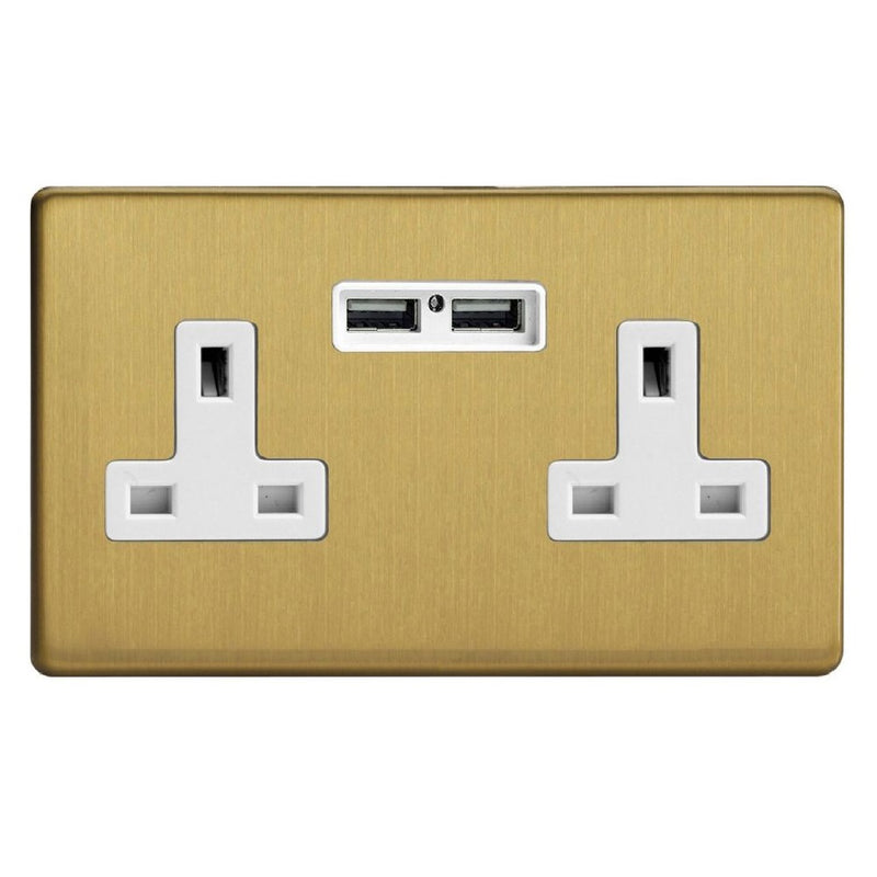 Varilight XDB5U2WS | Brushed Brass Screwless Unswitched USB Socket