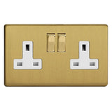 Varilight XDB5WS | Brushed Brass Screwless Double Pole Socket