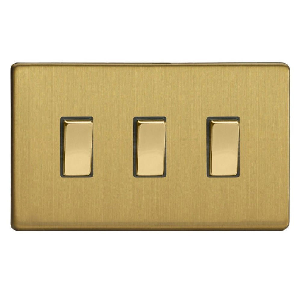 Varilight XDB93S | Brushed Brass Screwless Rocker Switch