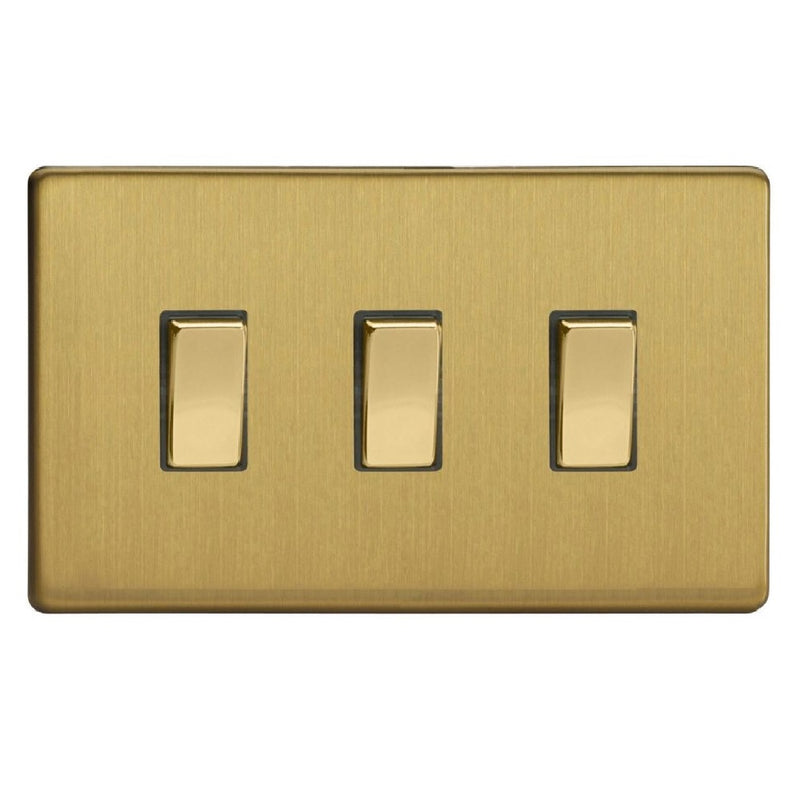 Varilight XDB93S | Brushed Brass Screwless Rocker Switch