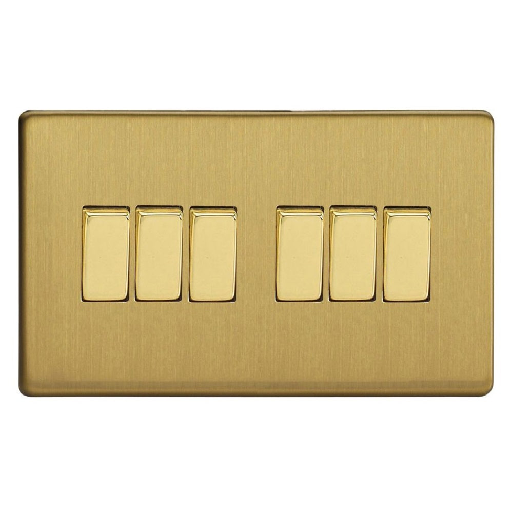Varilight XDB96S | Brushed Brass Screwless Rocker Switch