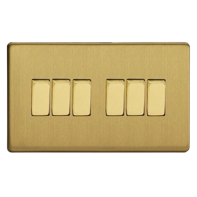 Varilight XDB96S | Brushed Brass Screwless Rocker Switch