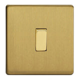 Brushed Brass Screwless 1 Gang 10A Retractive Decorative Switch