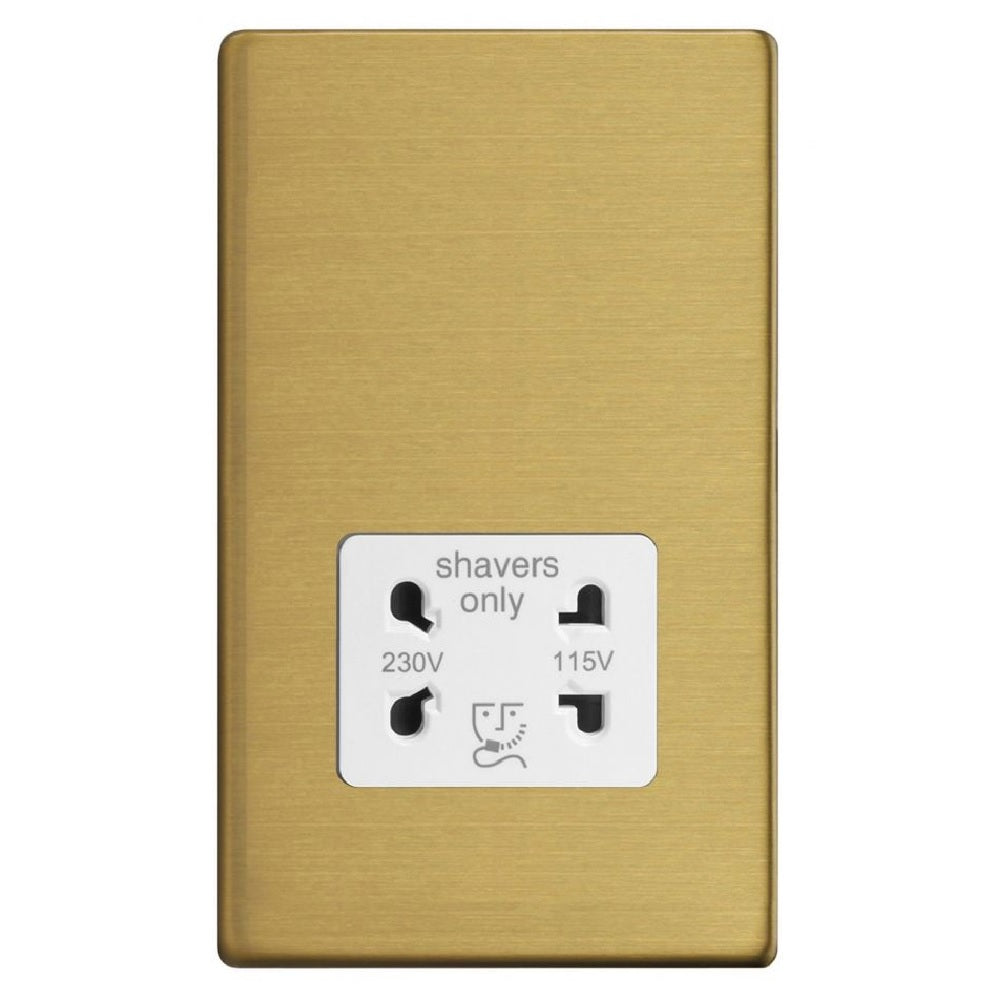 Varilight XDBSSWS | Brushed Brass Screwless Shaver Socket