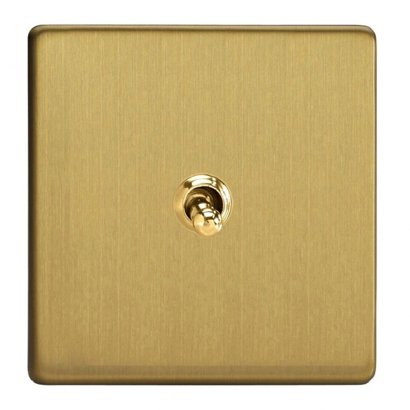 Varilight XDBT1S | Brushed Brass Screwless Toggle Switch
