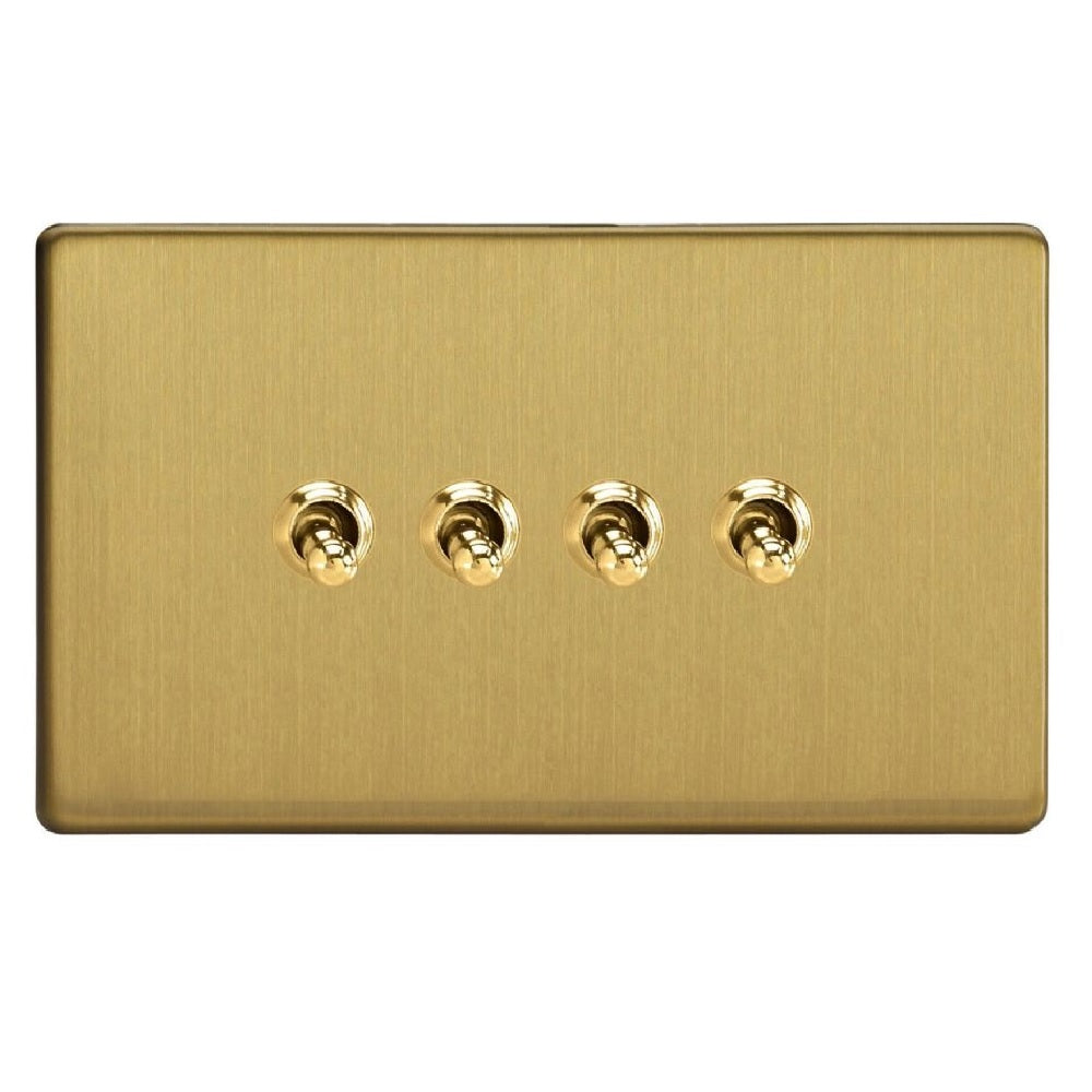 Varilight XDBT9S | Brushed Brass Screwless Toggle Switch