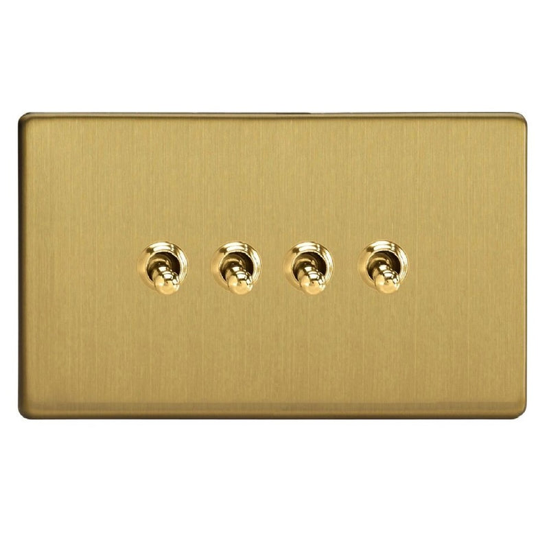 Varilight XDBT9S | Brushed Brass Screwless Toggle Switch