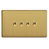 Varilight XDBT9S | Brushed Brass Screwless Toggle Switch