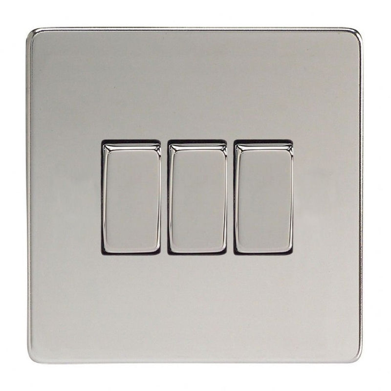 Varilight XDC3S | Polished Chrome Screwless Rocker Switch