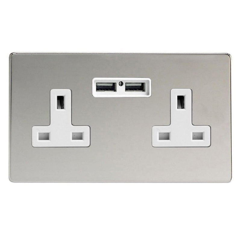 Varilight XDC5U2WS | Polished Chrome Screwless Unswitched USB Socket