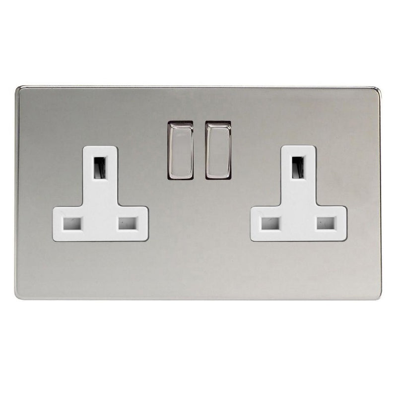 Varilight XDC5WS | Polished Chrome Screwless Double Pole Socket