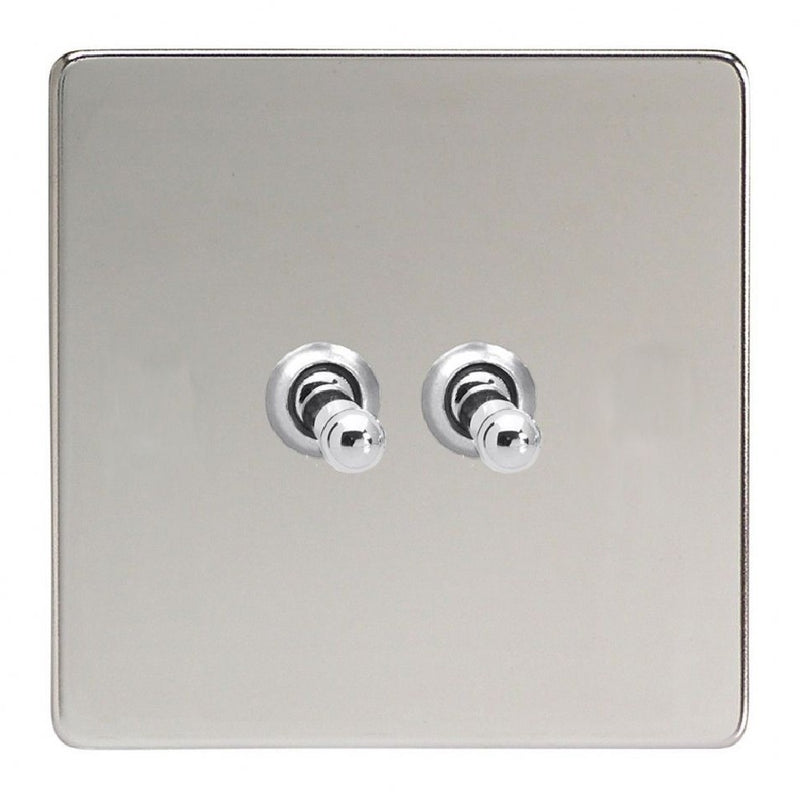 Varilight XDCT2S | Polished Chrome Screwless Toggle Switch