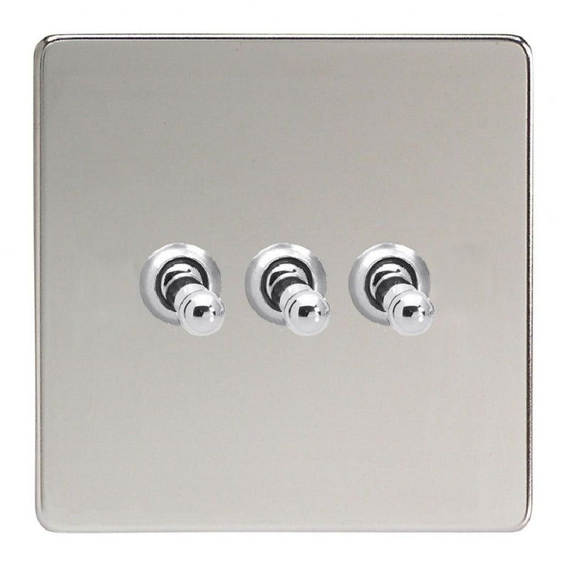 Varilight XDCT3S | Polished Chrome Screwless Toggle Switch