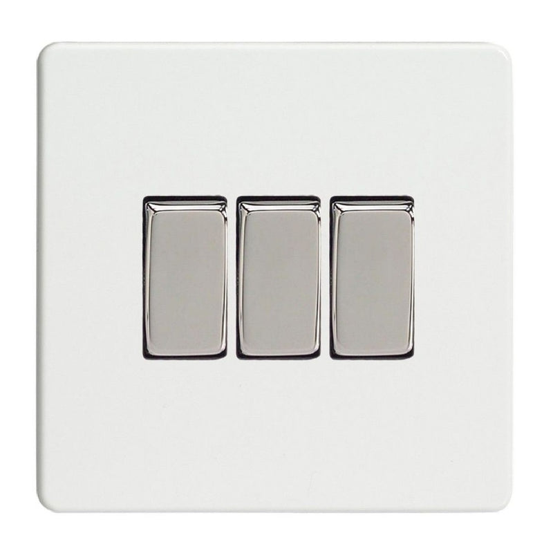 Varilight XDQ3S | Premium White Screwless Rocker Switch