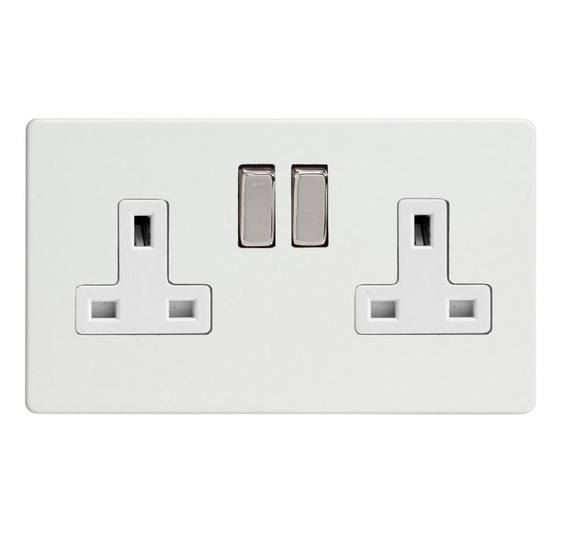 Varilight XDQ5WS | Premium White Screwless Double Pole Socket