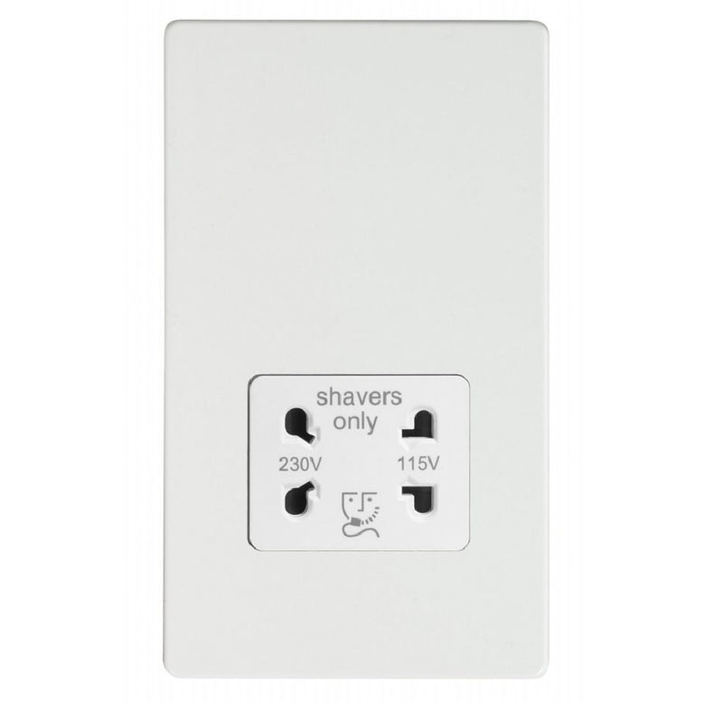 Varilight XDQSSWS | Premium White Screwless Shaver Socket