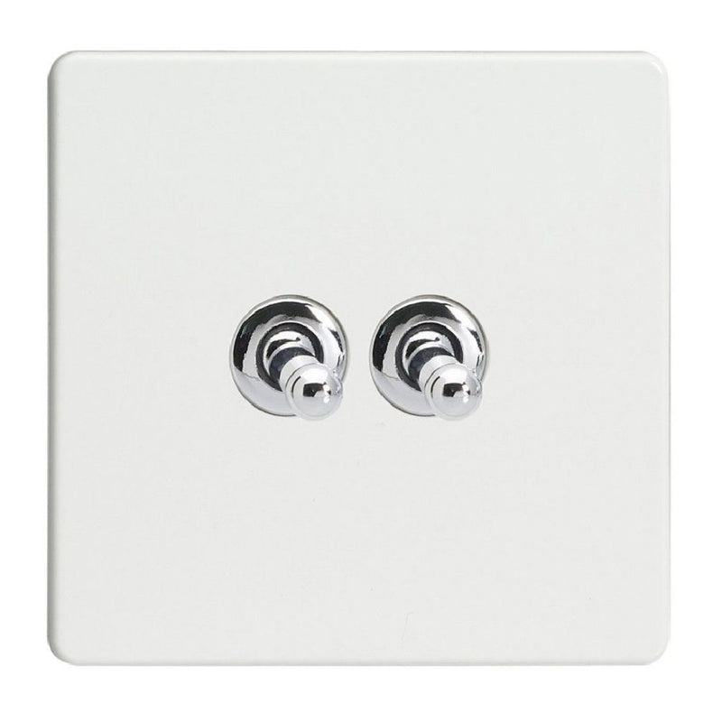 Varilight XDQT2S | Premium White Screwless Toggle Switch