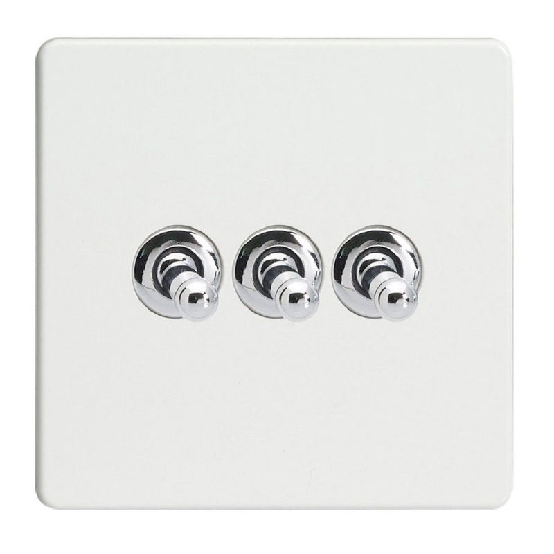 Varilight XDQT3S | Premium White Screwless Toggle Switch