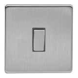 Brushed Steel Screwless 1 Gang 20A Double Pole Decorative Rocker Switch