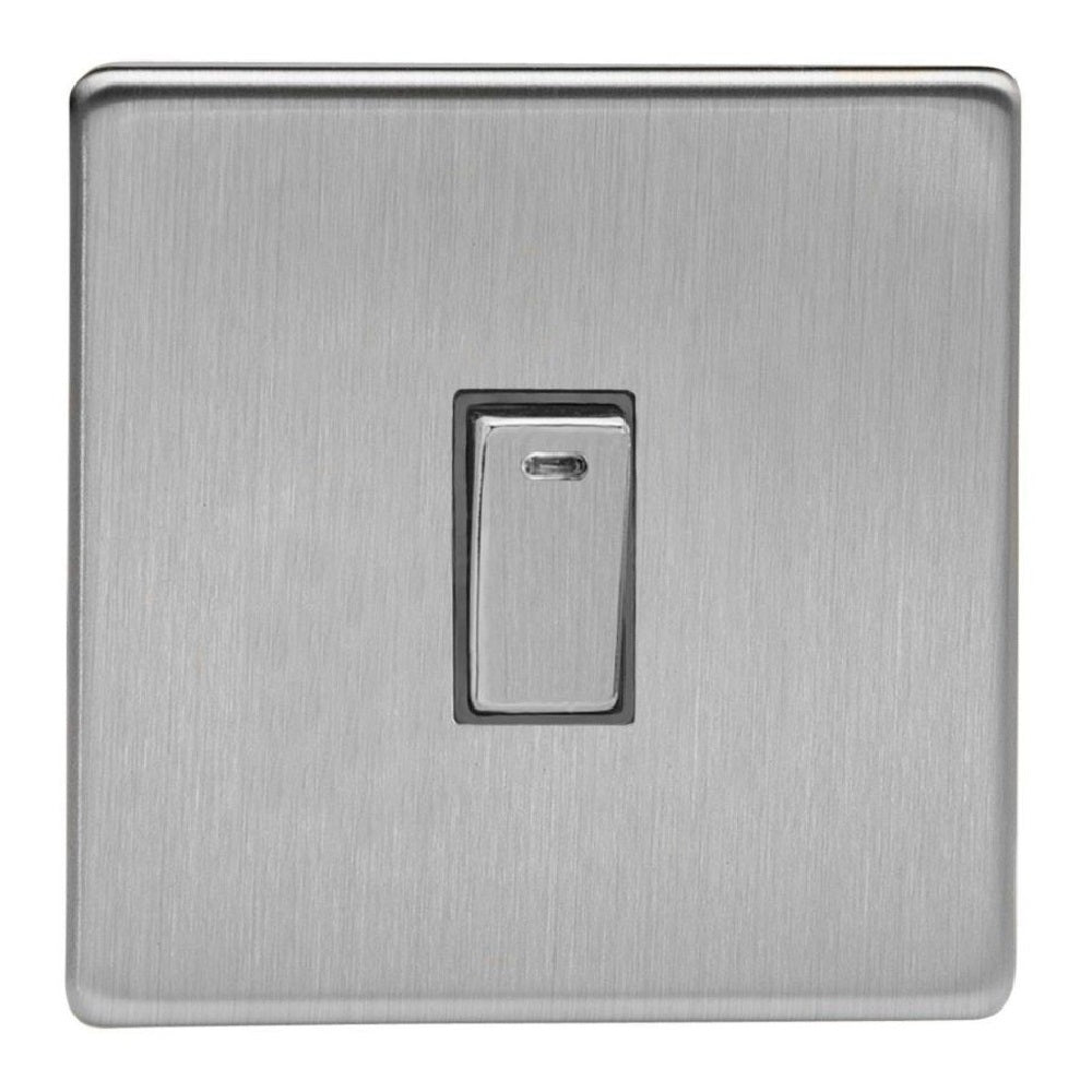 Varilight XDS20NDS | Brushed Steel Screwless Double Pole Rocker