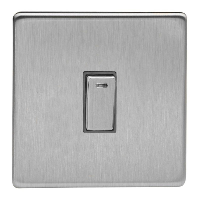 Varilight XDS20NDS | Brushed Steel Screwless Double Pole Rocker