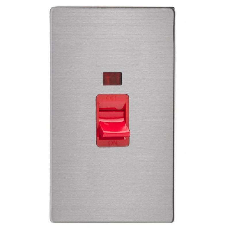 Varilight XDS45NS | Brushed Steel Screwless Cooker Switch