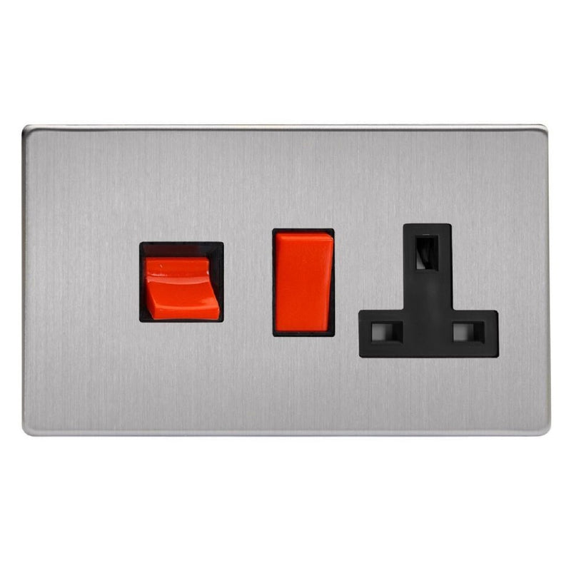 Varilight XDS45PBS | Brushed Steel Screwless Cooker Switch