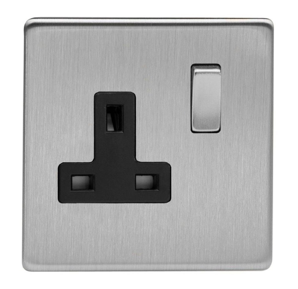 Varilight XDS4BS | Brushed Steel Screwless Double Pole Socket