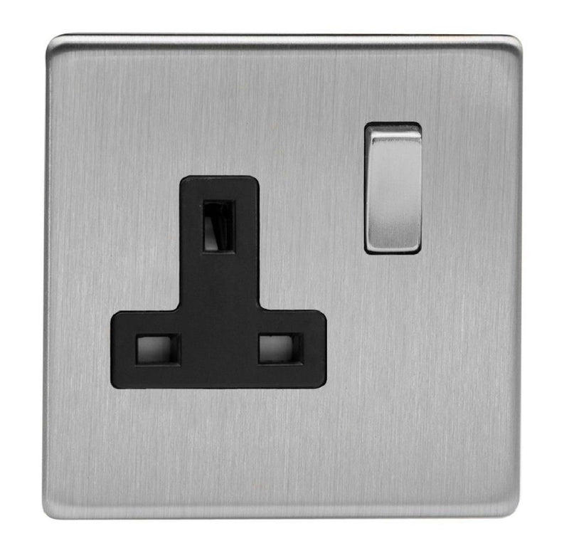 Varilight XDS4BS | Brushed Steel Screwless Double Pole Socket