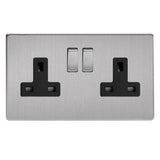 Varilight XDS5BS | Brushed Steel Screwless Double Pole Socket