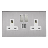 Varilight XDS5U2SWS | Brushed Steel Screwless Switched USB Socket