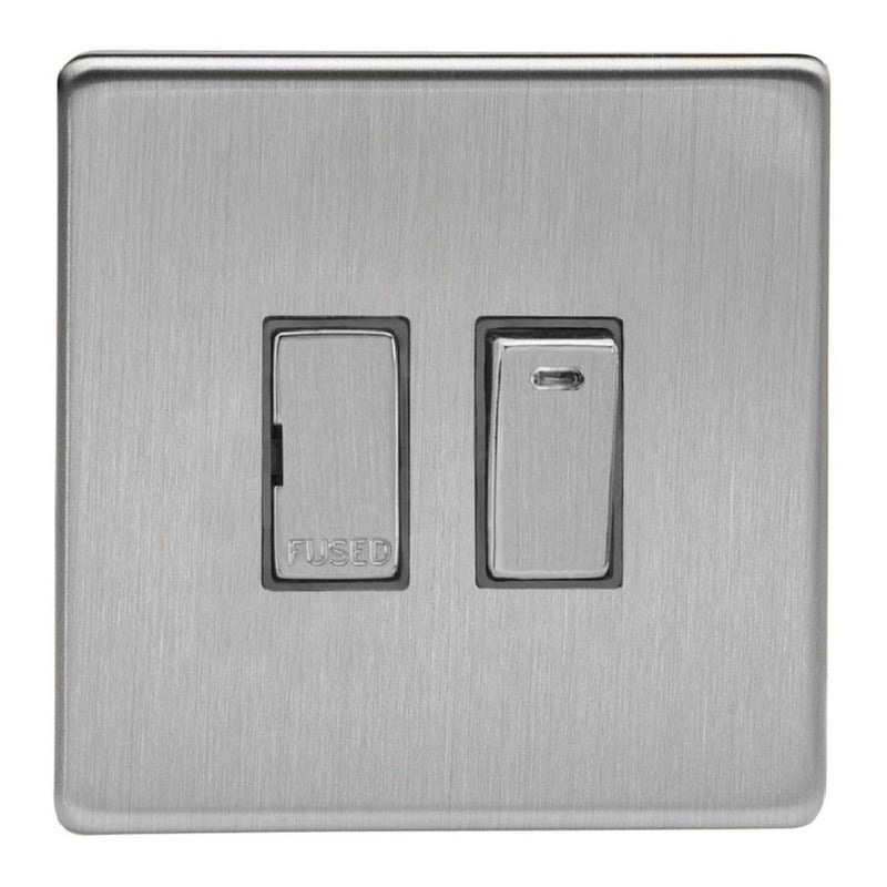 Varilight XDS6NDS | Brushed Steel Screwless Switched Fused Spur
