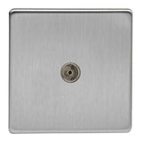 Brushed Steel Screwless 1 Gang TV Socket Co Axial