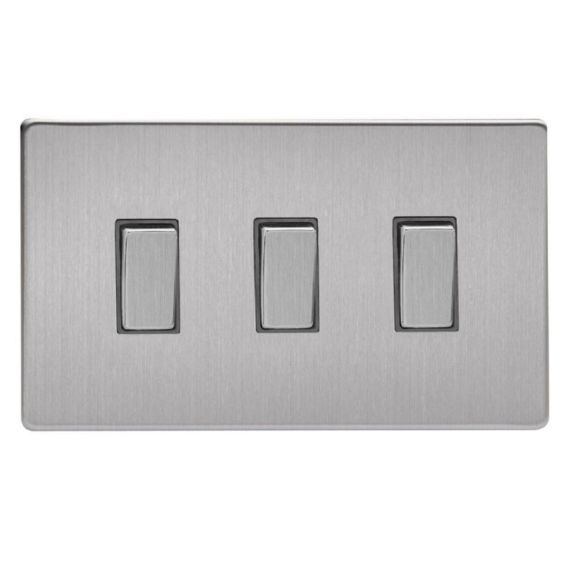 Varilight XDS93S | Brushed Steel Screwless Rocker Switch