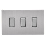 Varilight XDS93S | Brushed Steel Screwless Rocker Switch
