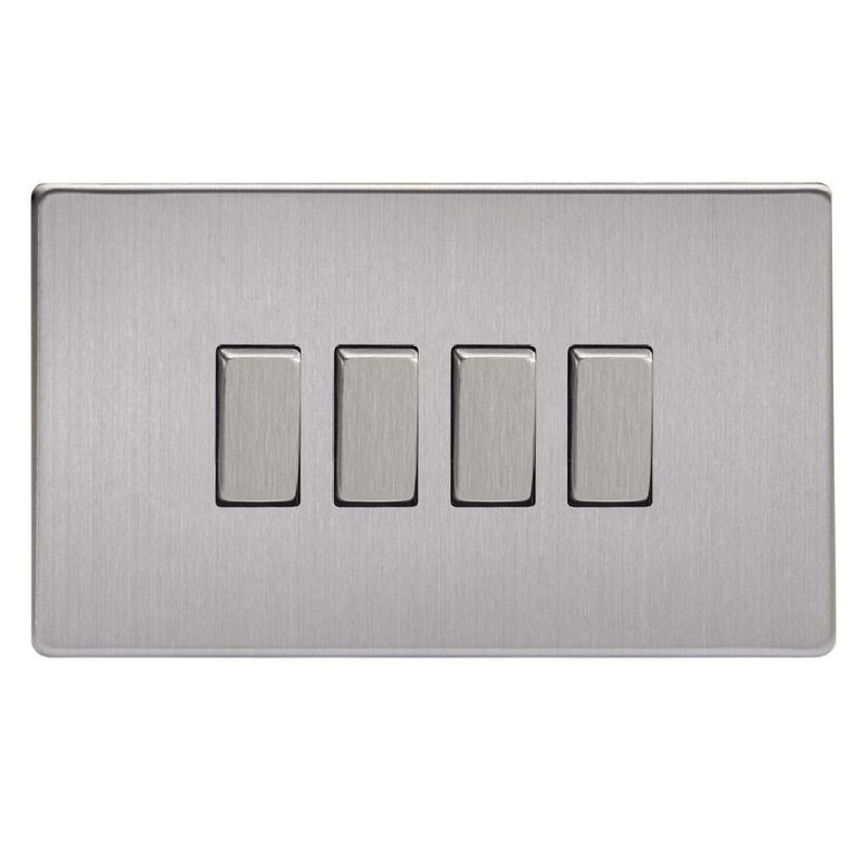 Varilight XDS9S | Brushed Steel Screwless Rocker Switch