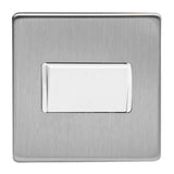 Brushed Steel Screwless 10A Fan Isolating Switch (3 Pole) White Inserts