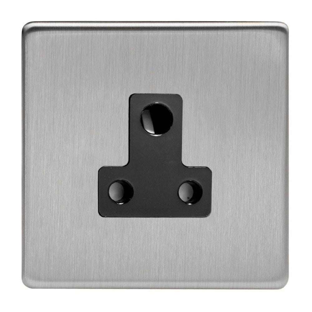 Varilight XDSRP5ABS | Brushed Steel Screwless Round Pin Socket