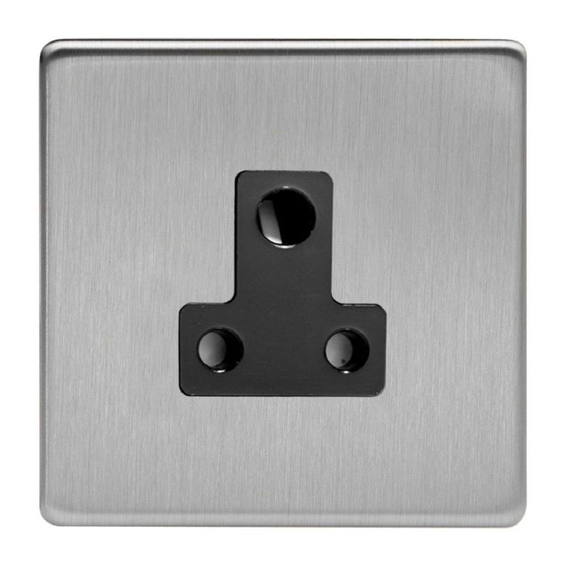 Varilight XDSRP5ABS | Brushed Steel Screwless Round Pin Socket