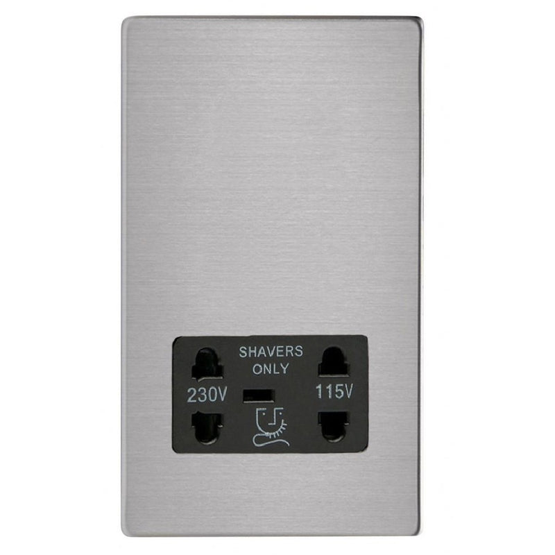 Varilight XDSSSBS | Brushed Steel Screwless Shaver Socket