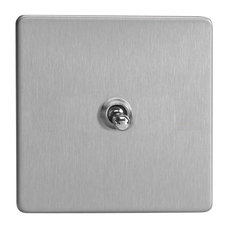 Varilight XDST1S | Brushed Steel Screwless Toggle Switch