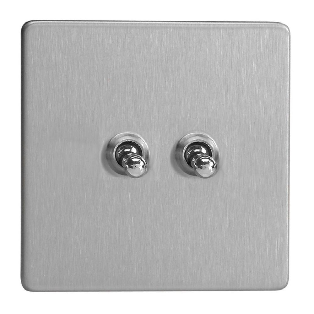 Varilight XDST2S | Brushed Steel Screwless Toggle Switch