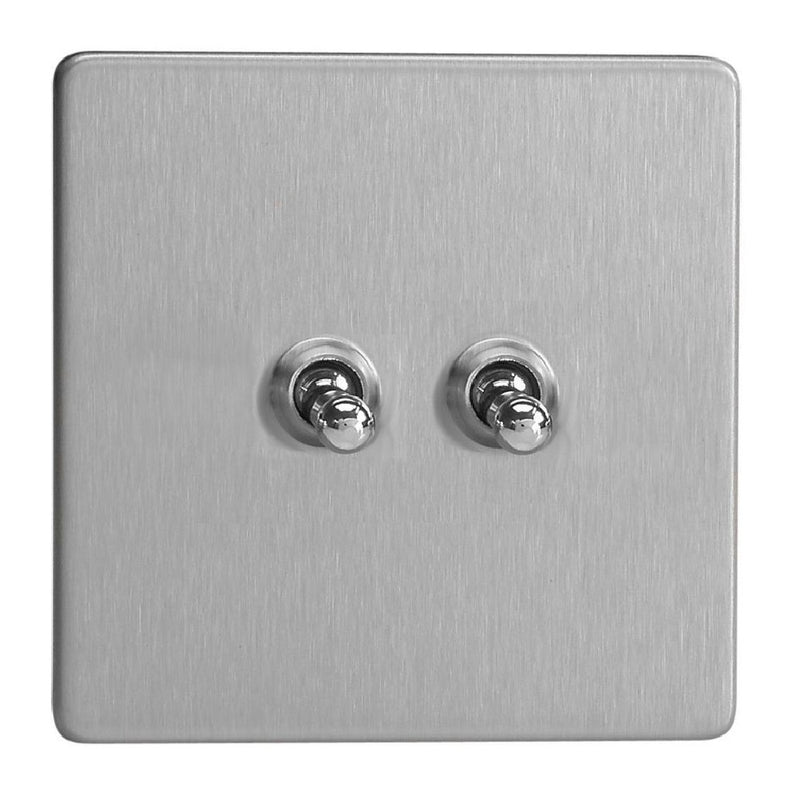 Varilight XDST2S | Brushed Steel Screwless Toggle Switch
