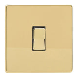Polished Brass Screwless 1 Gang 6A 2 Way & Off Retractive Decorative Switch