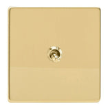 Polished Brass Screwless 1 Gang 10A 1 or 2 Way Decorative Toggle Switch