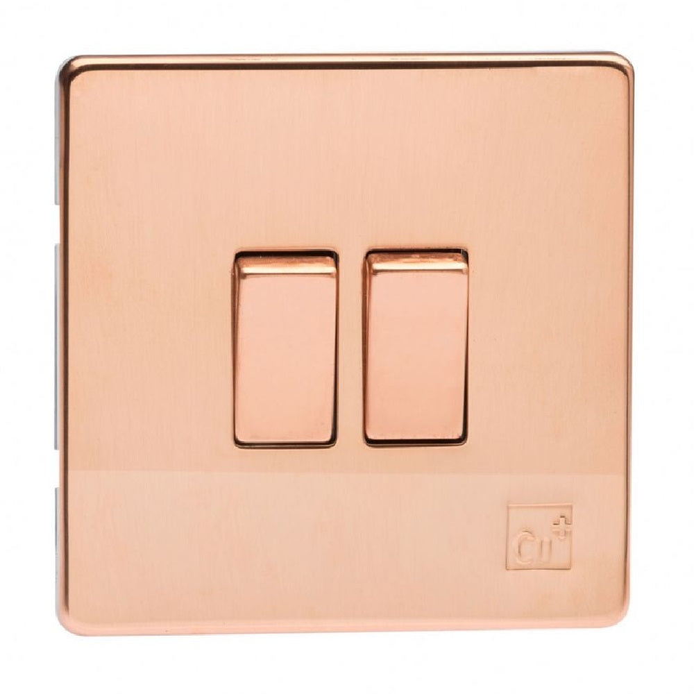 Varilight XDY2S.AC | Antimicrobial Copper Screwless Rocker Switch | XDY2SAC
