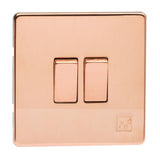 Antimicrobial Copper Screwless 2 Gang 10A 1 or 2 Way Decorative Rocker Switch