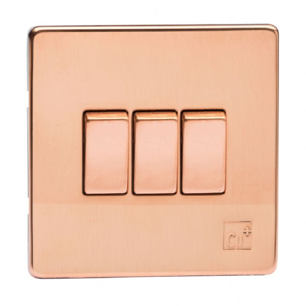 Varilight XDY3S.AC | Antimicrobial Copper Screwless Rocker Switch | XDY3SAC
