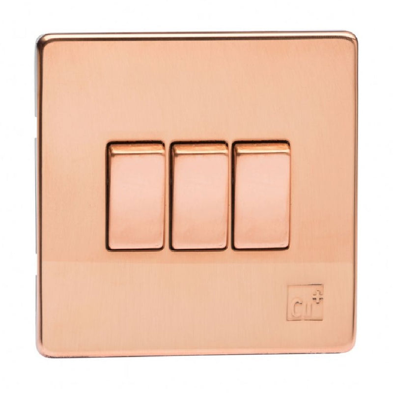 Varilight XDY3S.AC | Antimicrobial Copper Screwless Rocker Switch | XDY3SAC